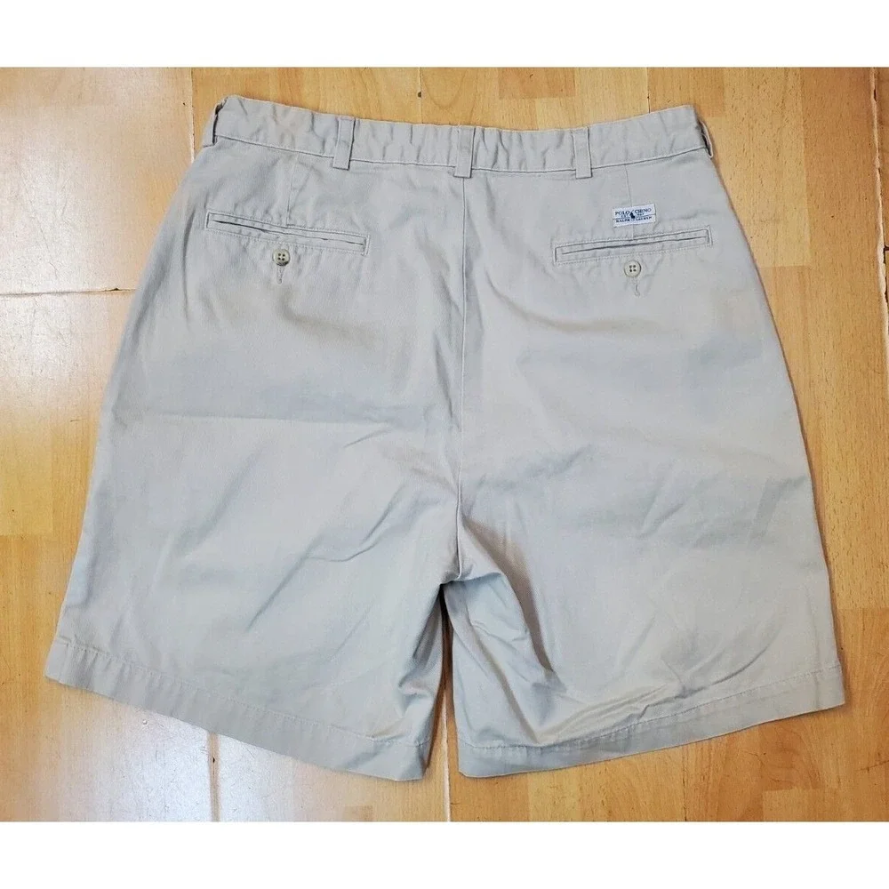 Polo Ralph Lauren Chino Shorts Men's 34 Beige Golf Casual Preppy Pleated‎ 8.5